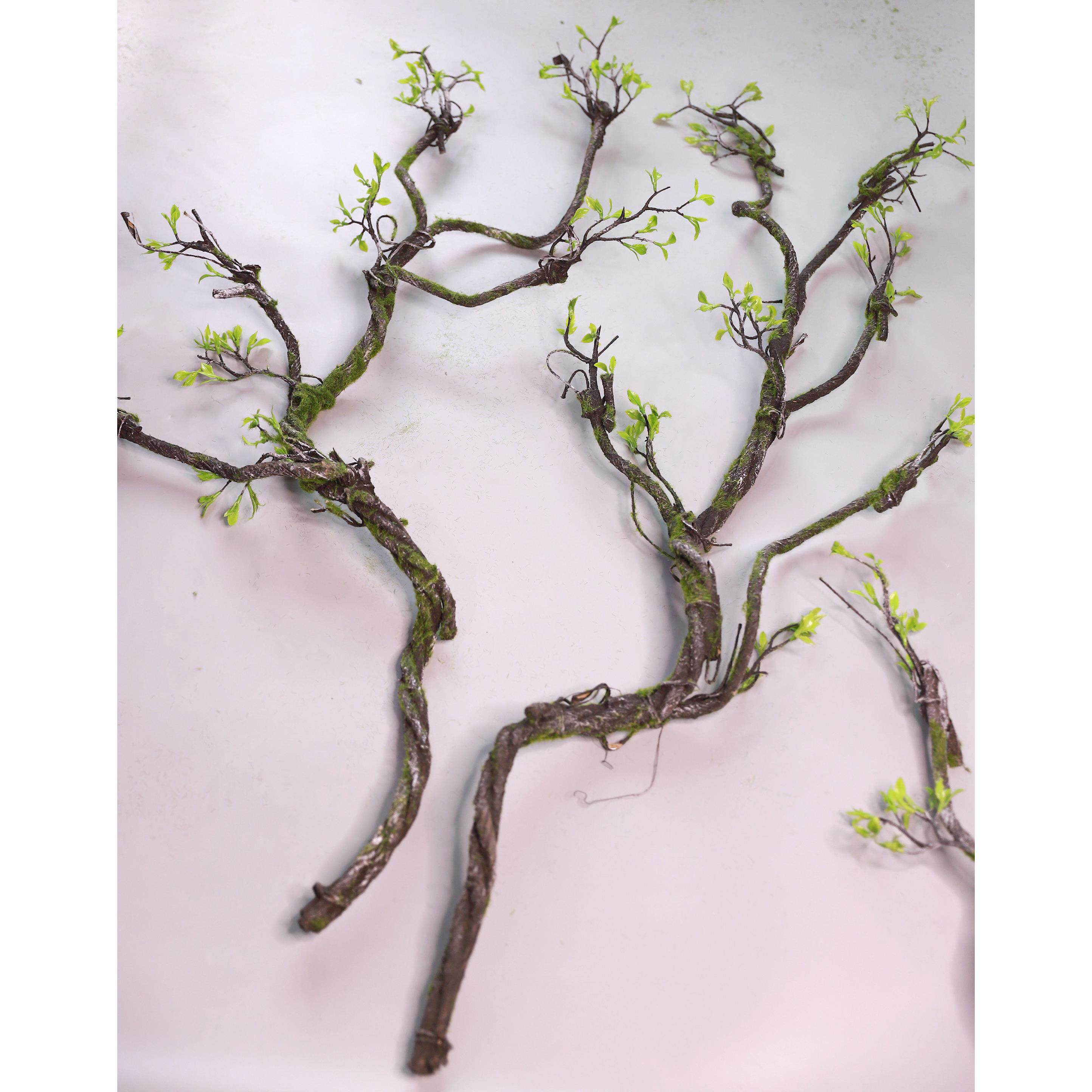 彷真森系苔藓树藤枯藤造景装饰摆放假藤条青苔藤垂挂陈列树枝花艺