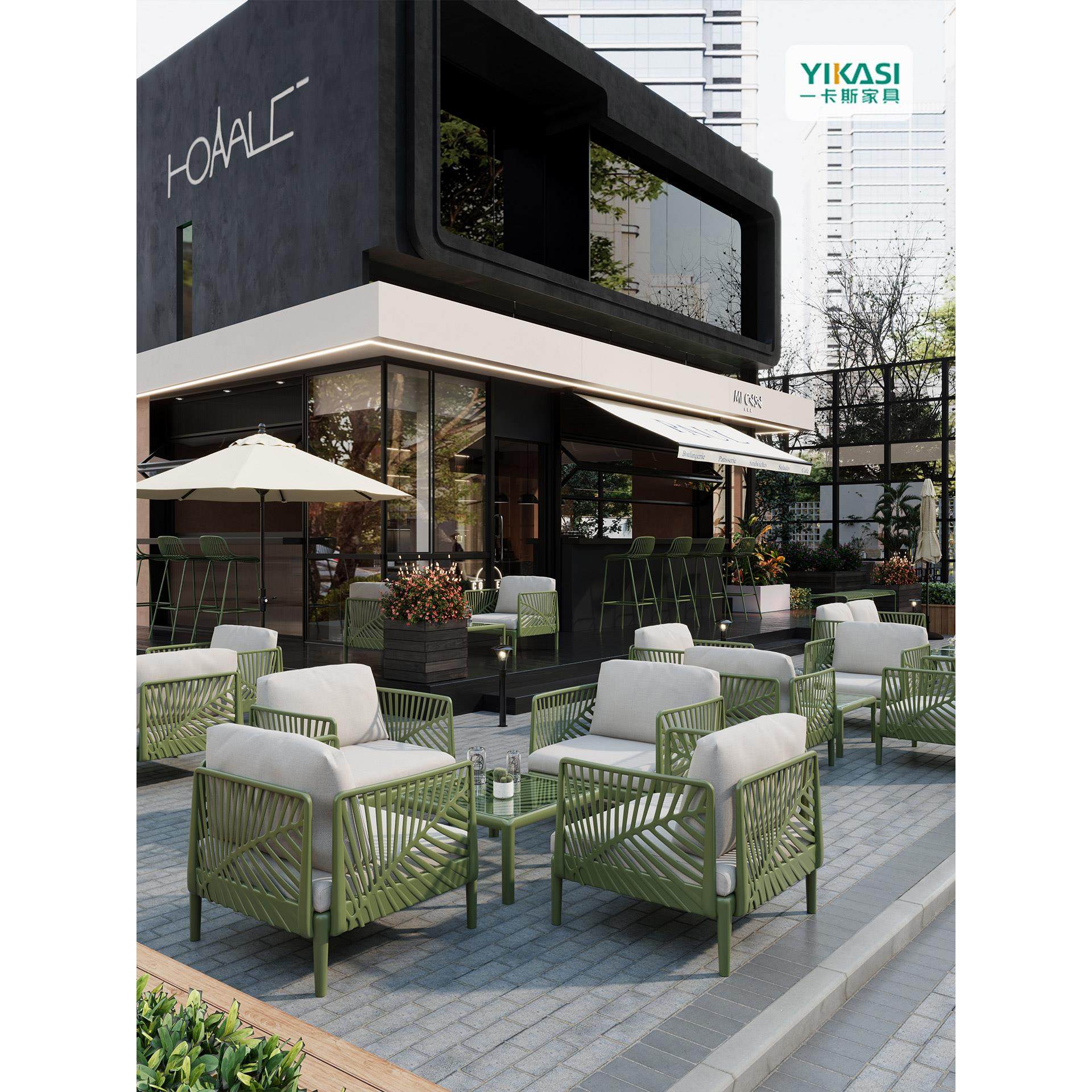 户外沙发椅咖啡厅奶茶店外摆桌椅商用露天沙发茶几组合餐饮休闲椅