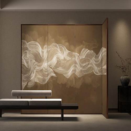 金运新中式实木简约家用折屏新中式宋代美学隔断书房大厅专业定制