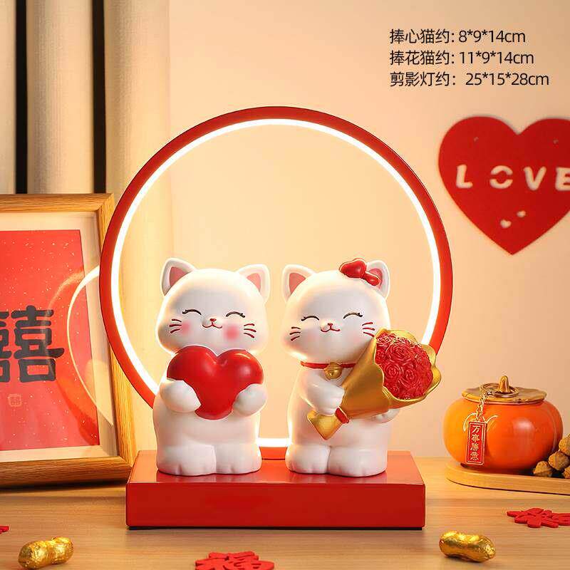 订婚情侣兔子摆件家居客厅婚房布置实用装饰品送闺蜜新人结婚礼物