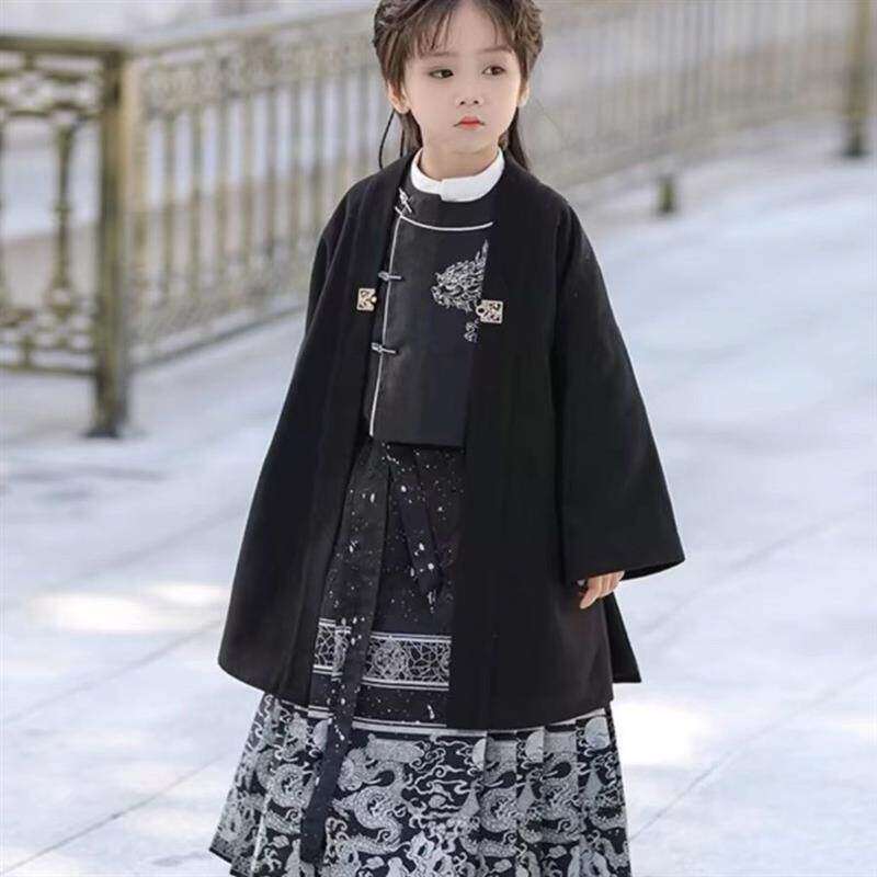 新款儿童马面裙男女童套装中国风日常儿童汉服古风春秋款男款唐装
