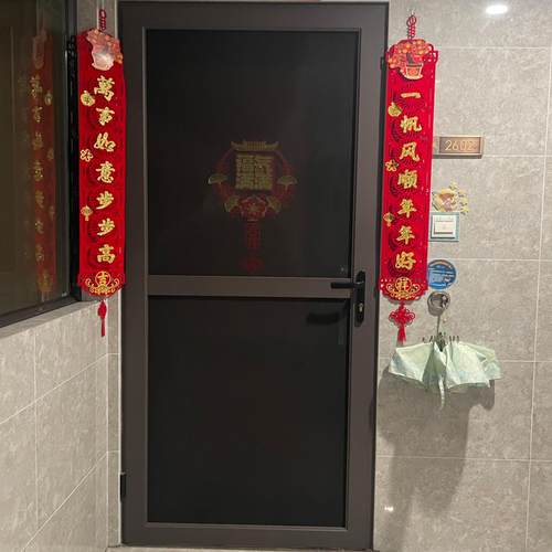 定制铝合金防蚊进户门金钢网带锁单开 纱门房间厨房金刚网平开 纱