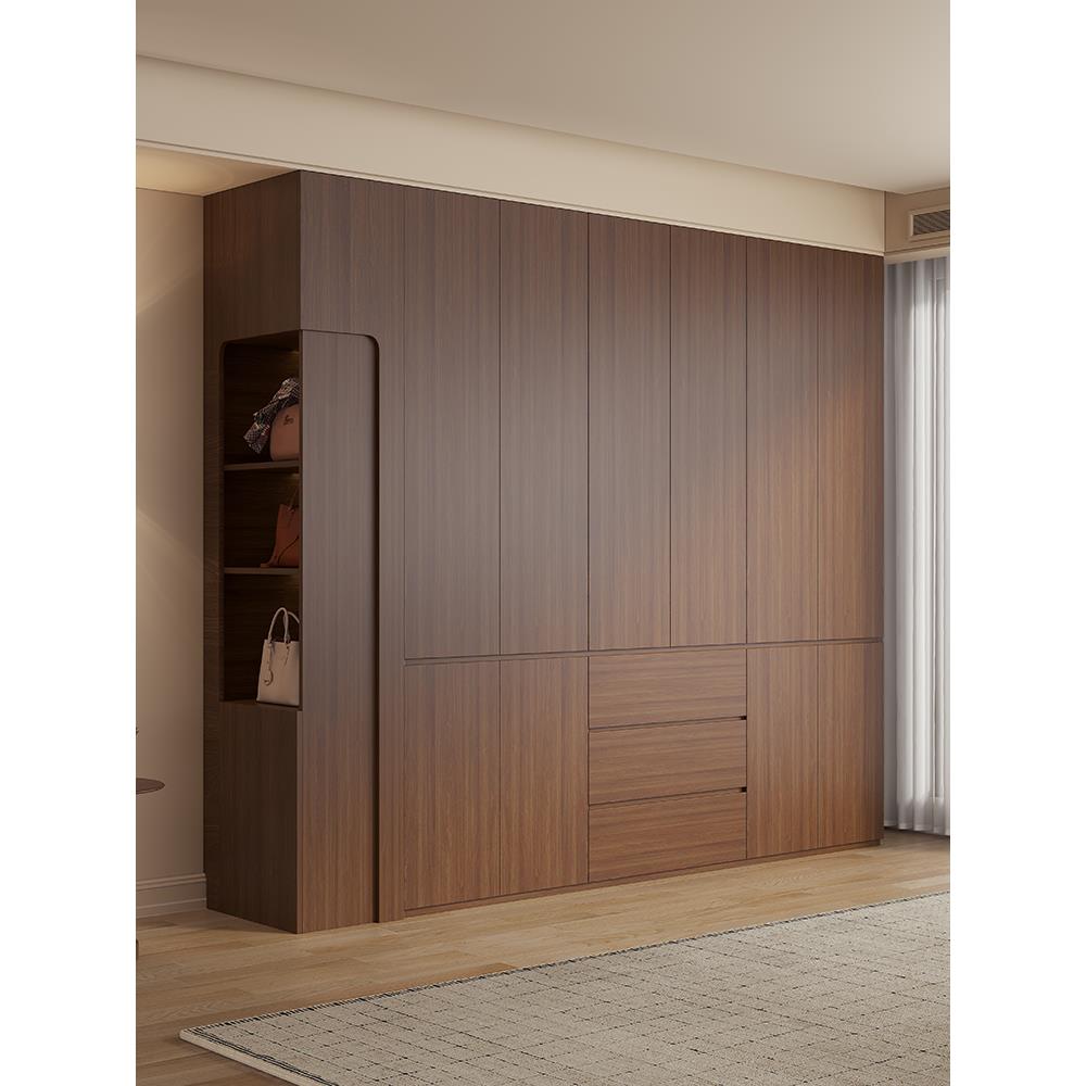 新款免拉手ENF级衣柜实木定制到顶分段式卧室家用现代简约大衣橱