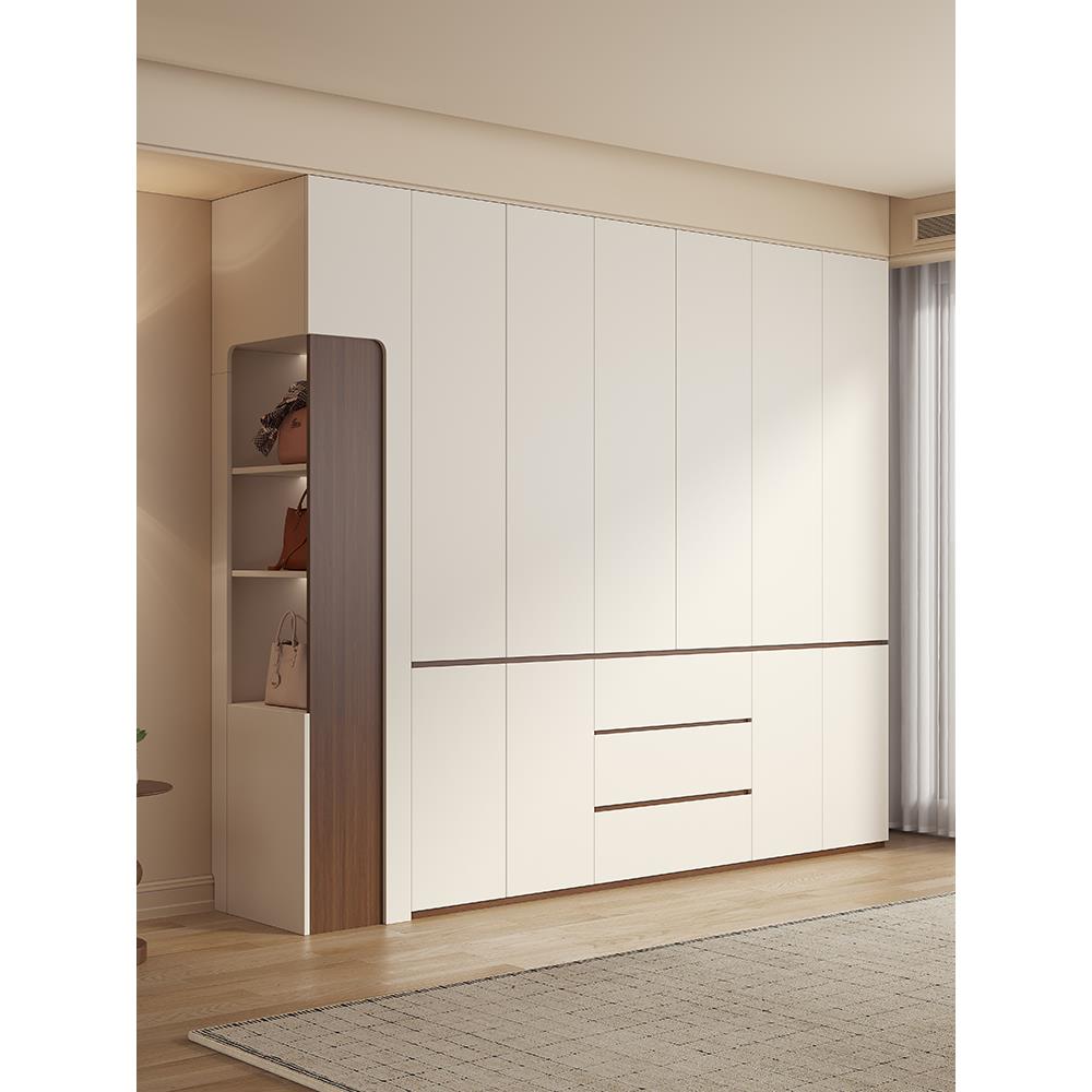 新款免拉手ENF级衣柜实木定制到顶分段式卧室家用现代简约大衣橱