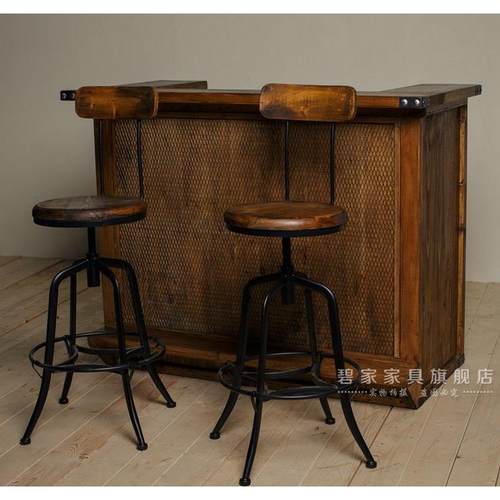 复古收银台工业风实木吧台简约现代小型便利店餐厅前台接待台柜台