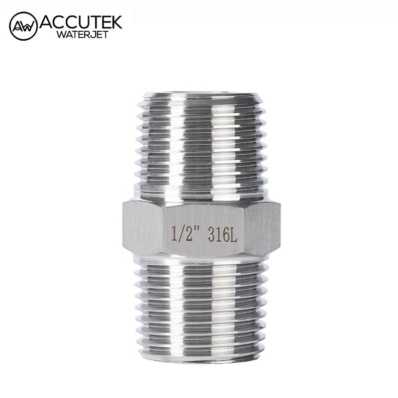 316L不锈钢高压外丝直接 加厚双外牙螺纹直通对丝接头 2分4分DN15