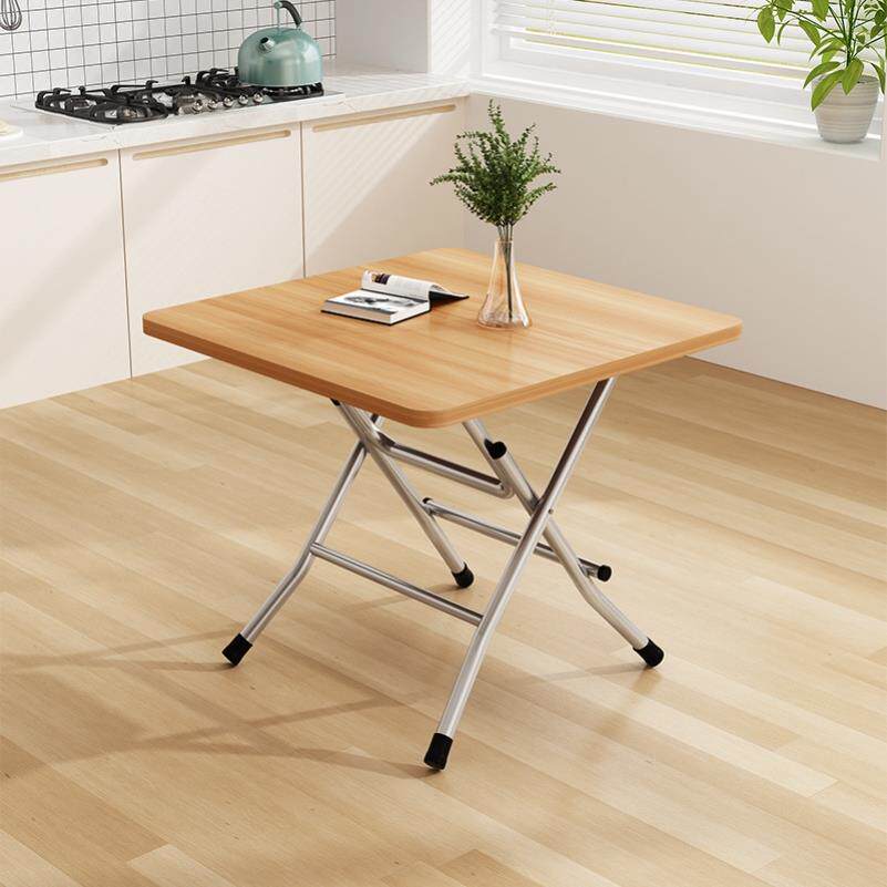 摺叠桌子餐桌家用正方形实木多层板加厚桌面加粗腿麻将租房饭桌