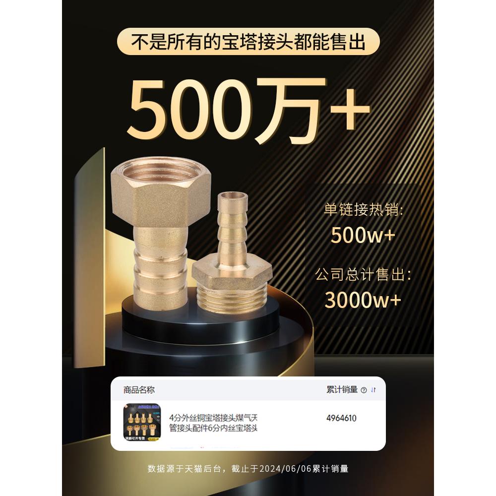 4分外丝铜宝塔接头煤气天然气燃气软管接头配件6分内丝宝塔头接头