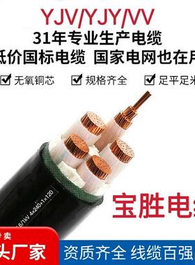 YJV2铜芯电缆线3 4 5芯10VV16 25 35宝胜50平方95三相70铠装120+1