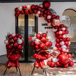 国庆开业气球立柱花篮拱门门口装饰店铺氛围周年庆搞活动场景布置