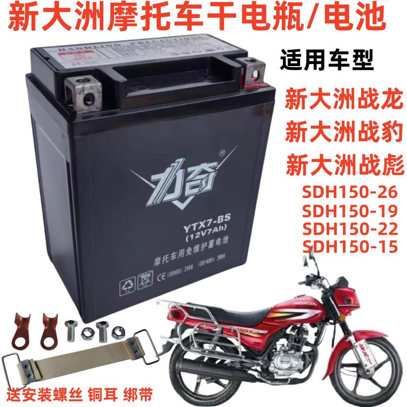 适用新大洲战龙战彪战豹战鹰SDH150摩托车干电瓶免维护电池12V7A
