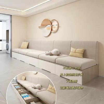 卡座沙发长条凳软包餐桌家用奶茶店大容量坐垫靠背一体收纳储物柜