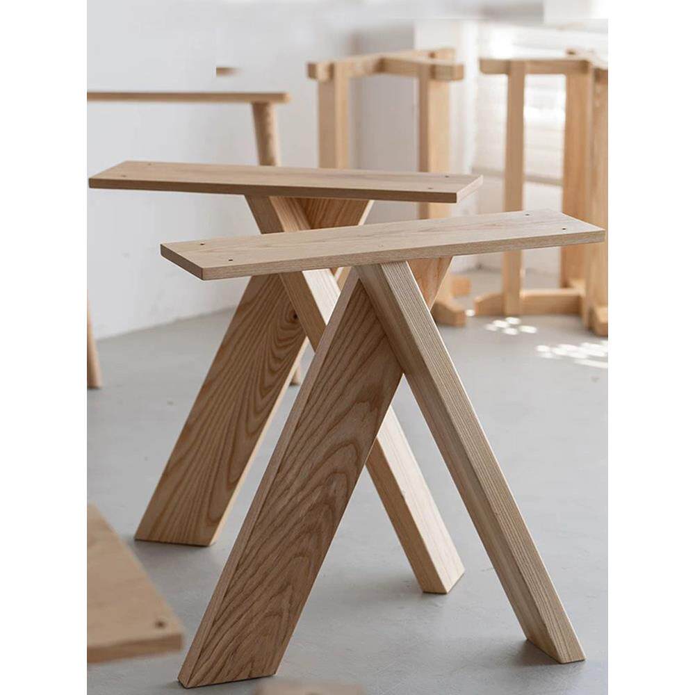 侘寂风实木大板桌脚支架现代简约岛台桌腿餐桌桌架茶桌支撑脚定制