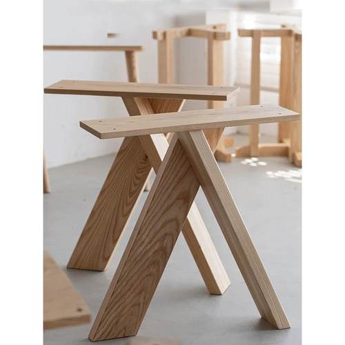 侘寂风实木大板桌脚支架现代简约岛台桌腿餐桌桌架茶桌支撑脚定制