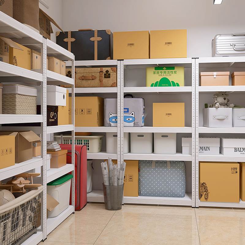 峰阳简约白色地下室储物间金属置物架家用落地阳台仓库储藏货架