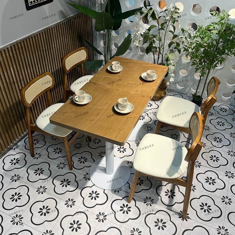 现代简约咖啡厅桌椅组合网红小吃甜品奶茶店桌椅西餐厅餐桌椅商用