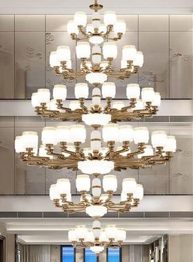 新中式复客式楼别墅大吊灯灯47468中楼大堂厅简欧楼梯灯楼防尘防