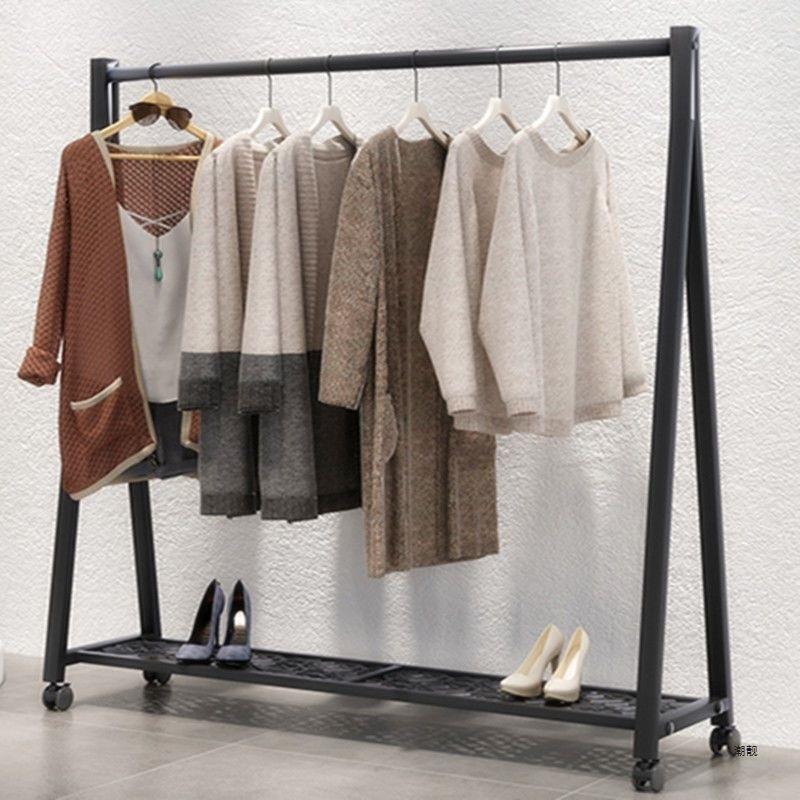铁艺服装架落地式商场挂衣架服装店货架展示架带轮子衣服架子新品