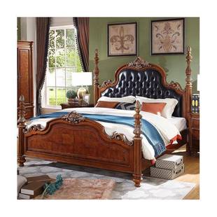 经典 法式 8562描金人宫美式 复古做旧SAF 雕花别 廷桦木婚床床欧双式