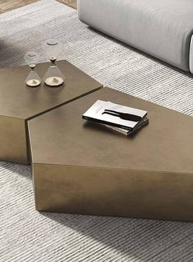 现代EEH简锈约茶轻奢几家铜用客厅青古拉丝不规则组合不钢异形茶