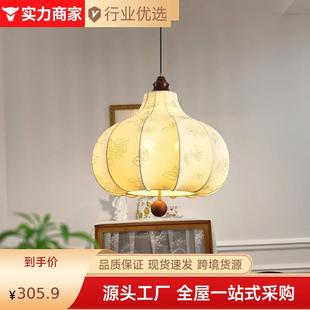 复古花风法卧式 室主904布艺吊灯纹中古餐厅吧台南洋实木浪漫房间