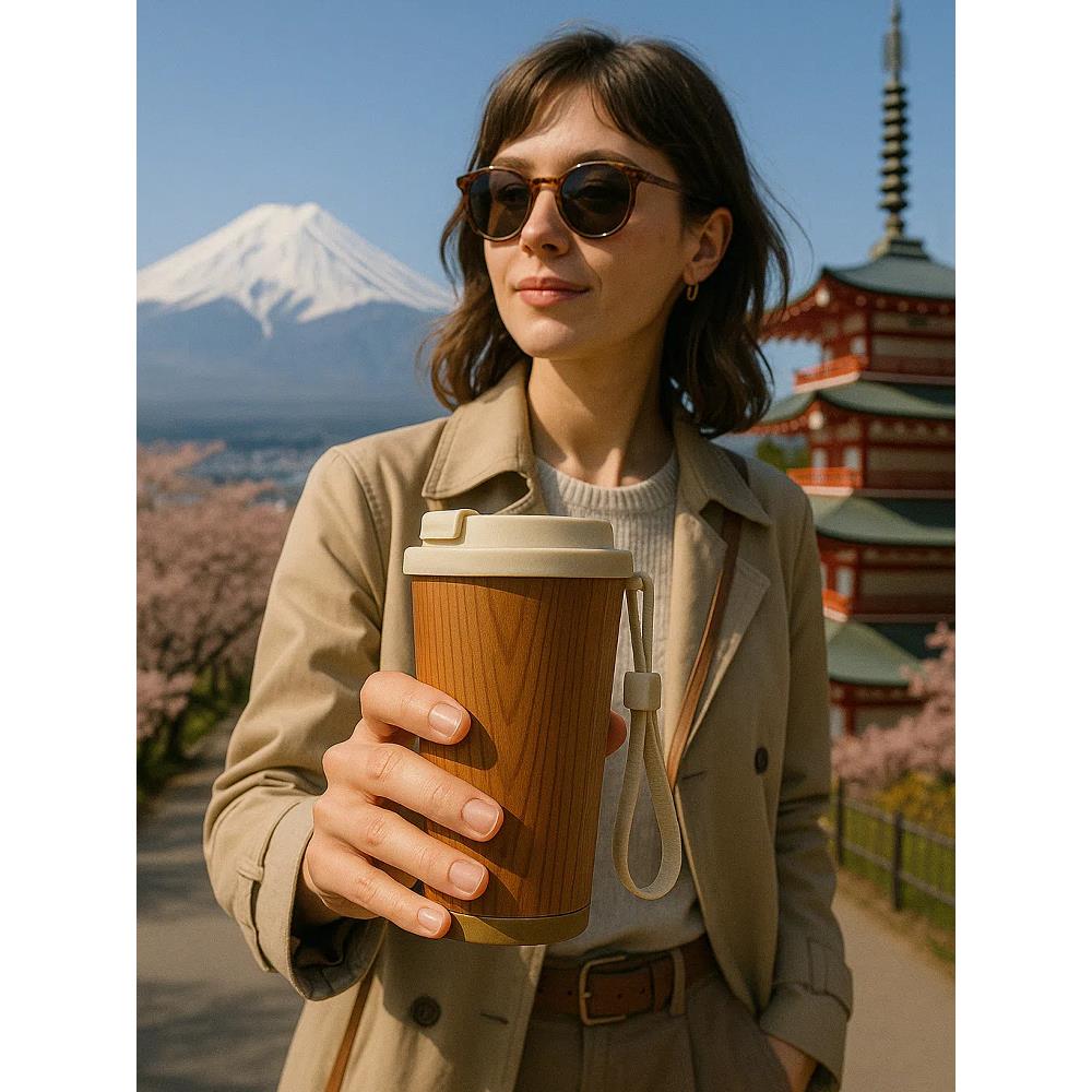 美国cupmystery木纹覆古咖啡杯直身保温杯大容量保冷316L水杯子男