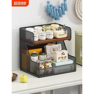 桌面置物架厨房餐桌上台面零食架子多层整理茶包收纳盒茶几水杯架