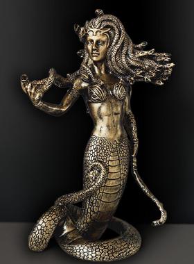 美杜莎奇幻装饰摆饰客厅书房创意人物雕像工艺礼品摆饰欧式家居饰