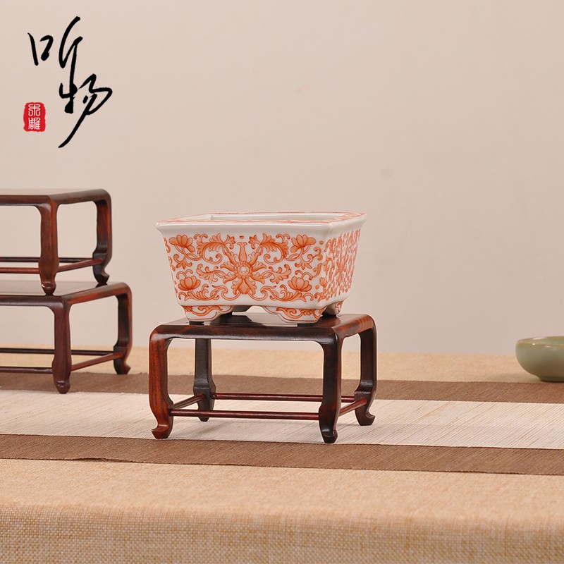 红木摆件黑檀木托架茶壶具建盏z模型玉器花盆佛像文玩微型盆景底