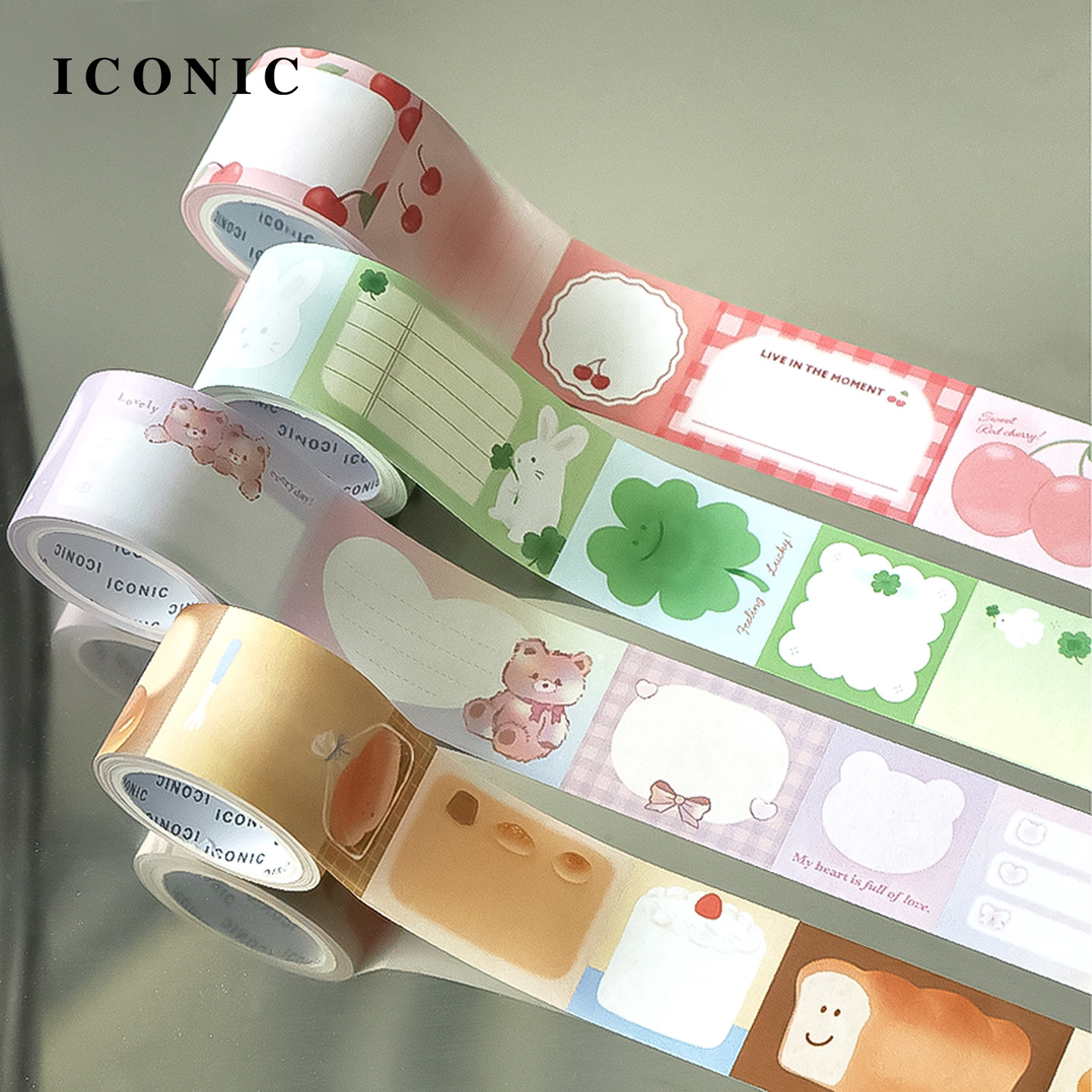 韩国ICONIC卷式便签贴糖果色可书写纸胶带手帐装饰手工贺卡相册制作创意图案30mm×5m创意贴纸学生,文具电教/文化用品/商务用品,和纸胶带,淘宝优惠券,粉丝福利购,淘宝优惠卷