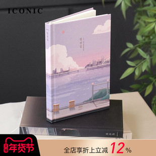 【3折特惠】2025年韩国ICONIC ILSANGJIP仿书籍装帧硬面抄插画印花封面A5变型周计划手帐日程管理笔记本学生