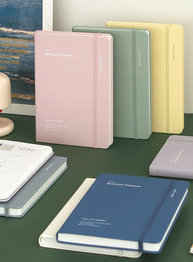 【3折特惠】2025年韩国ICONIC Brilliant周记型竖式时间轴A5变型手帐日程管理笔记本仿皮硬面封皮绑带工作簿