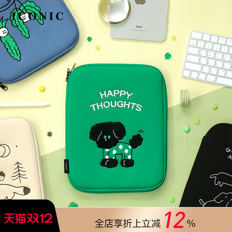 韩国ICONIC COCO动物卡通刺绣图案11寸平板电脑收纳内胆包中包缓冲内衬加固结构适配iPadAir10.9/iPadPro11寸
