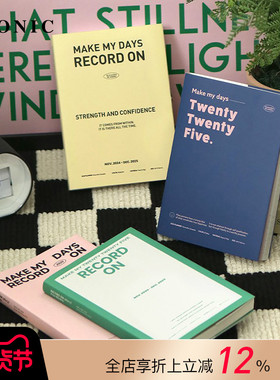 【3折特惠】2025年韩国ICONIC RECORD ON周记A5手帐日程管理笔记本彩色横式页面布局PVC保护封皮复古文艺学生