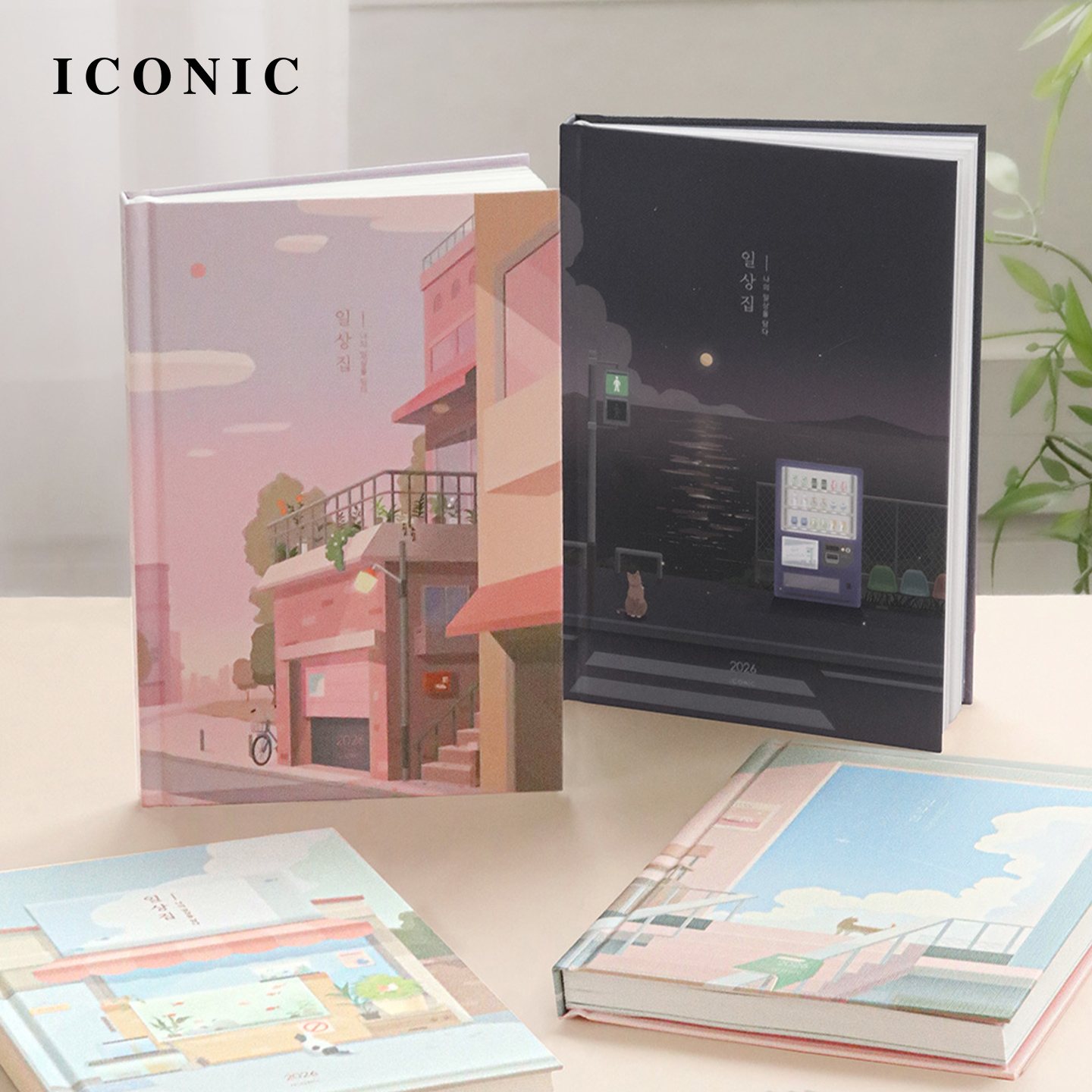 【2026年】韩国ICONIC ILSANGJIP仿书籍装帧硬面抄插画印花封面B6变型周计划手帐日程管理笔记本学生文艺青年