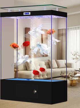 2025新款方形鱼缸超白玻璃缸底出氧无管件客厅家用中型屏风水族箱