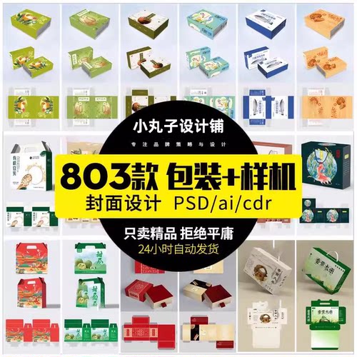 纸盒礼盒平面封面模板设计包装样机包装盒展开贴图效果图PSD素材