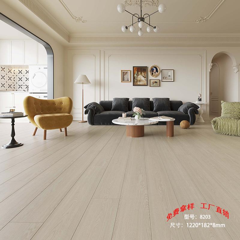 SPC石塑地板全新料8mm平面地暖大板家用PVC石晶锁扣地板耐磨防水