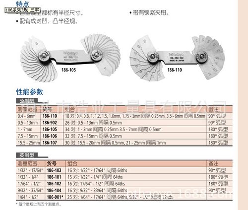 7.5-15mm 4801-16 R样板 半径规 内外凹凸圆弧半径规 公制
