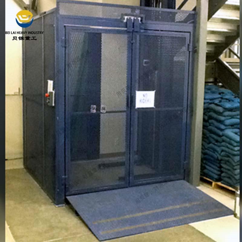 单轨液压升降平台钢结构厂房小型运货平台二层加网格门单体货梯