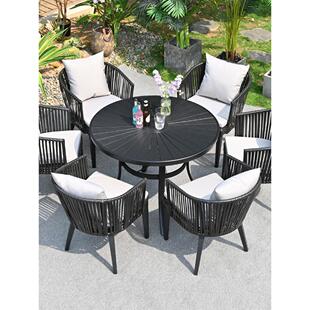 户外桌椅庭院别墅花园露天阳台休闲藤塑木户外桌椅包装庭院咖啡