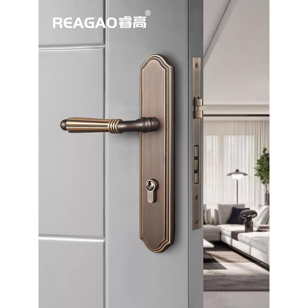 中古风全铜门锁室内法式卧室入户木门锁具实木门欧式覆古房门家用