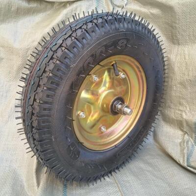 400-8充气轮胎16寸橡胶轮小推车老虎车40cm轮胎单轮连轴单轮车轮