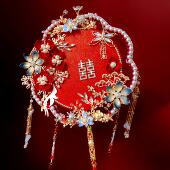 呦依原创中式 双面双圈团扇diy材料包新娘结婚龙凤秀禾服手捧花束