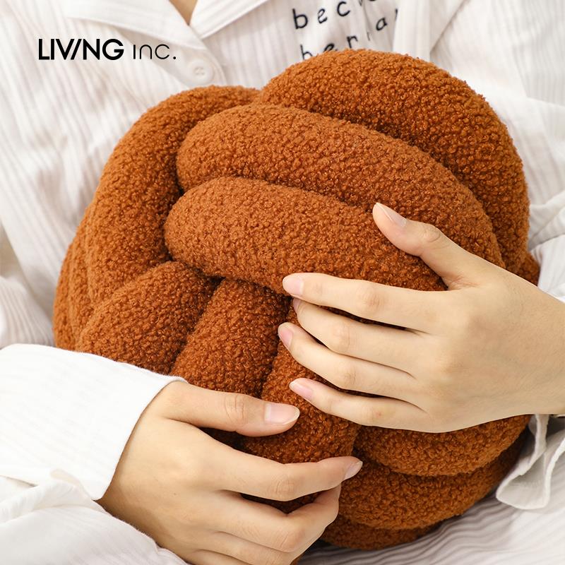 LIVING inc泡芙球 ins打结球抱枕编织圆球形沙发靠枕创意飘窗装饰