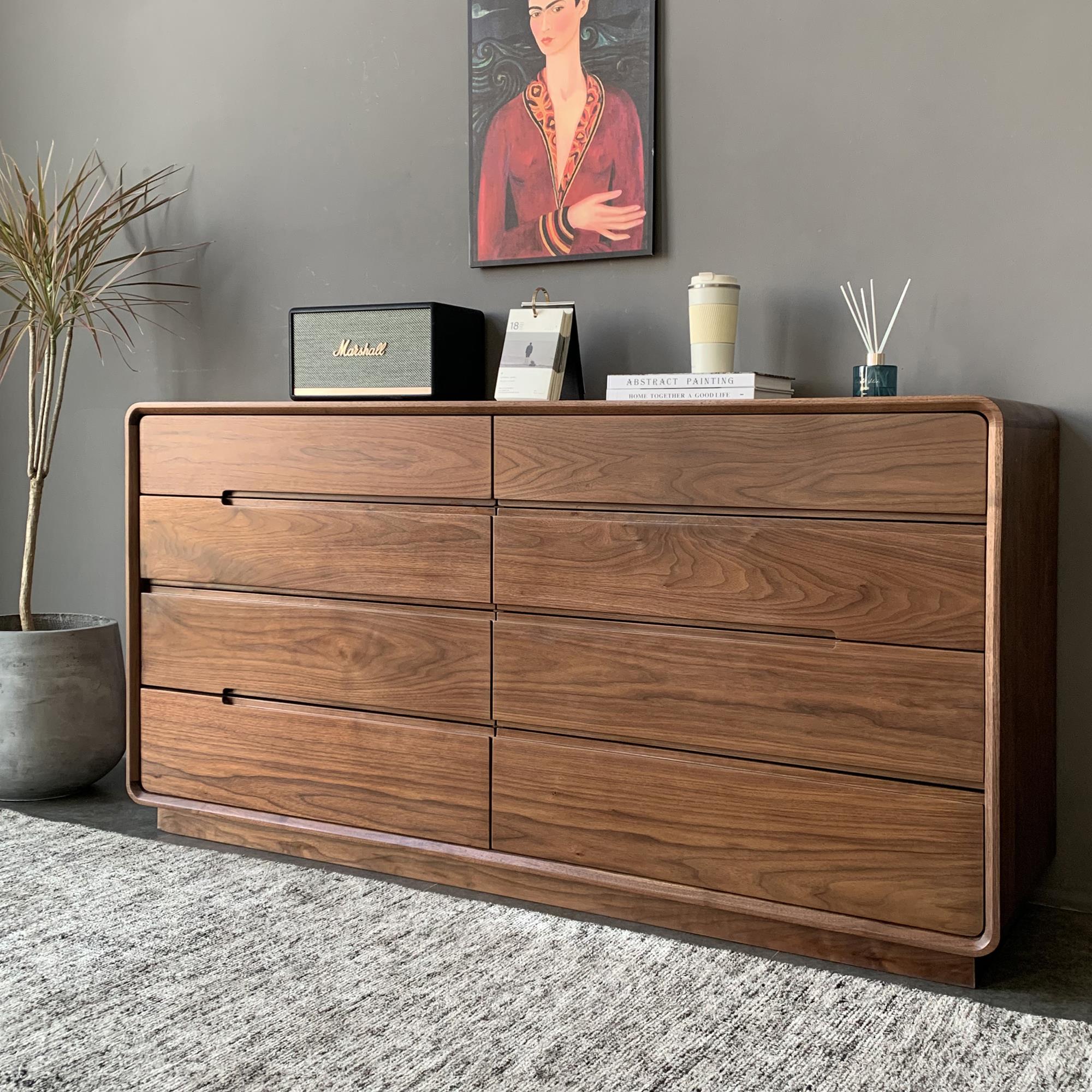 北美黑胡桃原木八斗柜纯实木储物柜覆古斗柜卧室客厅抽屉收纳盒边