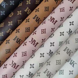 皮革皮料老花WK仿牌五角花印花pvc人造革桌垫沙发箱子包手工皮DIY