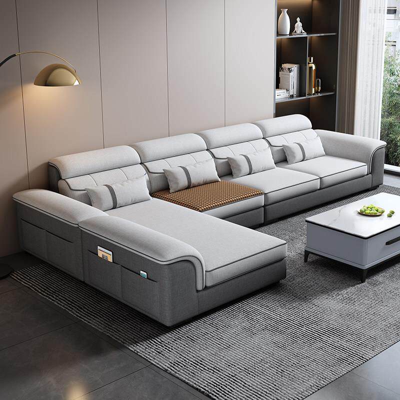 初昕棉麻布艺大小户型可拆洗冬夏两用现代简约小户型猫爪皮沙发