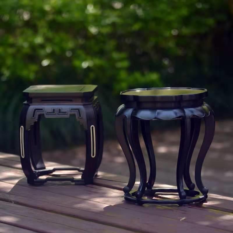 红木紫光檀/花几花瓶玉器黑檀文玩茶具摆件底座微型盆景花架图片