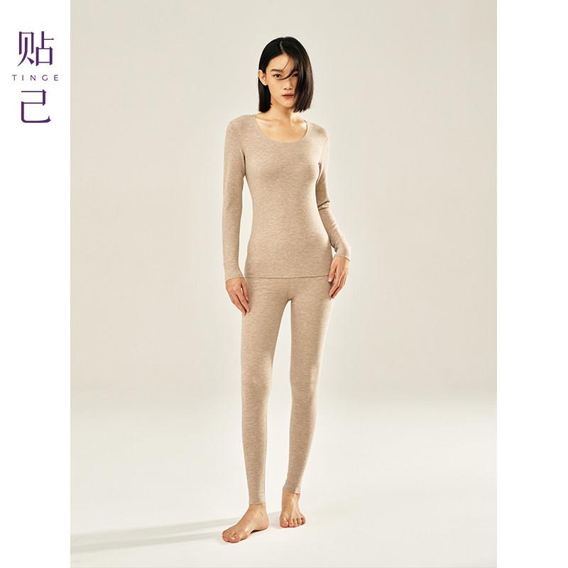 TINGE贴己无痕德绒保暖内衣女秋衣秋裤女情侣套装秋冬新款肌底衣
